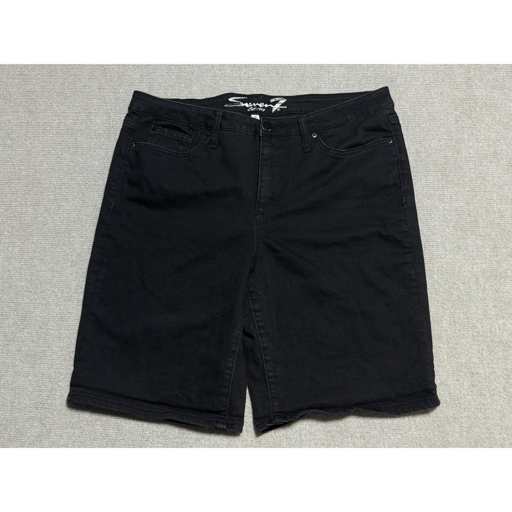 Seven7 Shorts Womens 16 Black Sunset Bermuda Stretch Denim Casual Summer Jeans